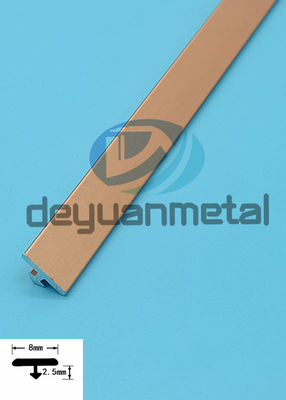 Perfiles de aluminio de oro de T que cubren el alto 2.5m m de la anchura 8m m