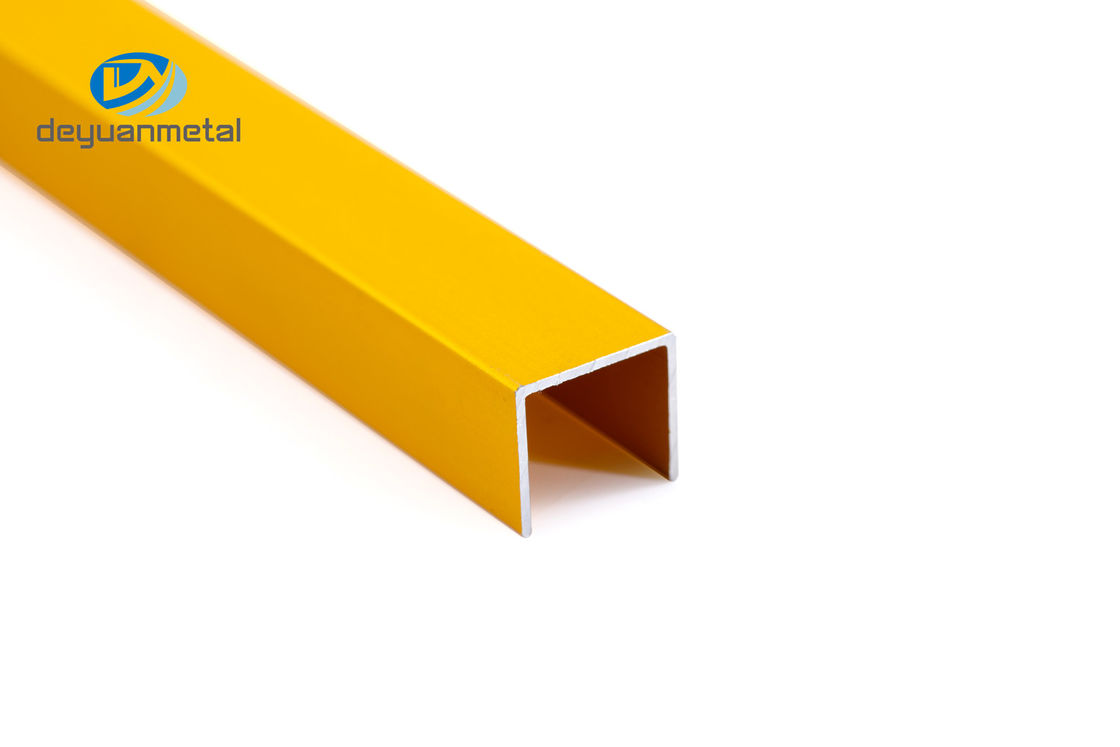 color oro de aluminio del tratamiento de la electroforesis de los perfiles del canal de la longitud de los 2.4m para la decoración del piso de la pared
